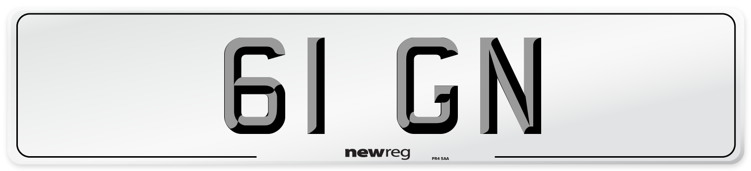 61 GN Number Plate from New Reg